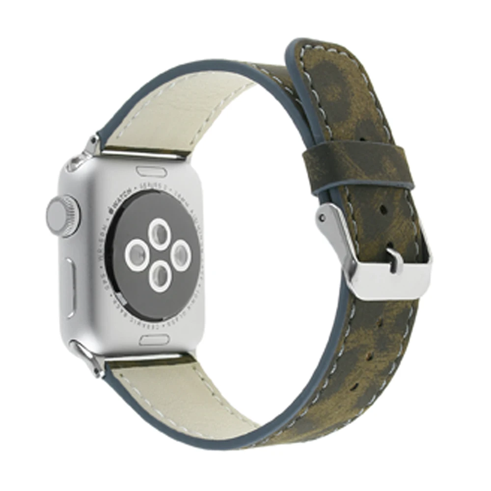 Новый Леопардовый кожаный полосатый ремешок для apple watch 42 мм 38 Iwatch series 3 2 1 браслет