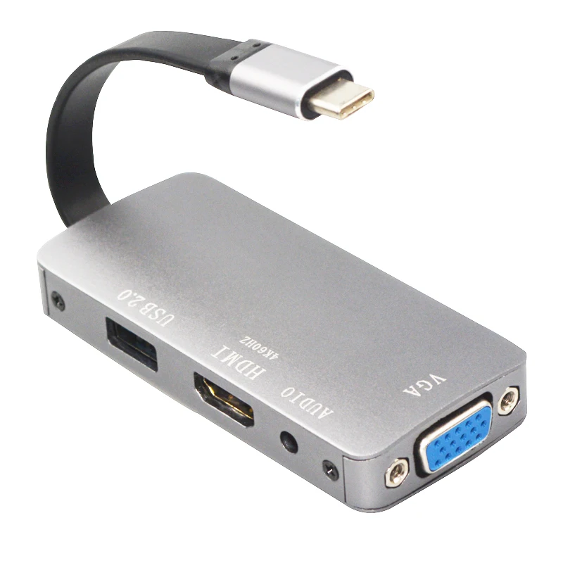 Usb C type к Hdmi Vga 3 5 мм аудио адаптер в 1 конвертер кабель для ноутбука Macbook Google|USB-хабы| |