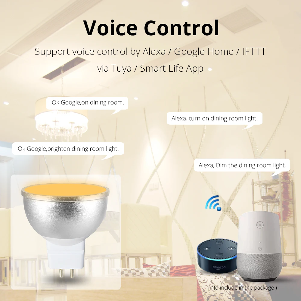 Intellithings 12V MR16 WI FI светильник лампочка RGBCW голосовой таймер диммер Управление
