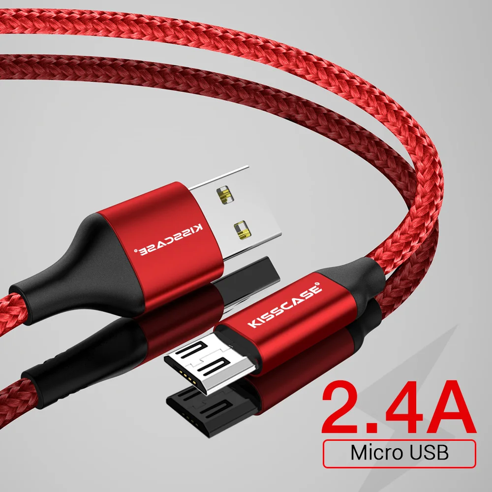 Red micro KISSSCASE 3A провод для быстрой зарядки USB кабель для iPhone Android Micro USB кабель type c USB C кабели для samsung huawei Xiaomi провод - Цвет: Red micro