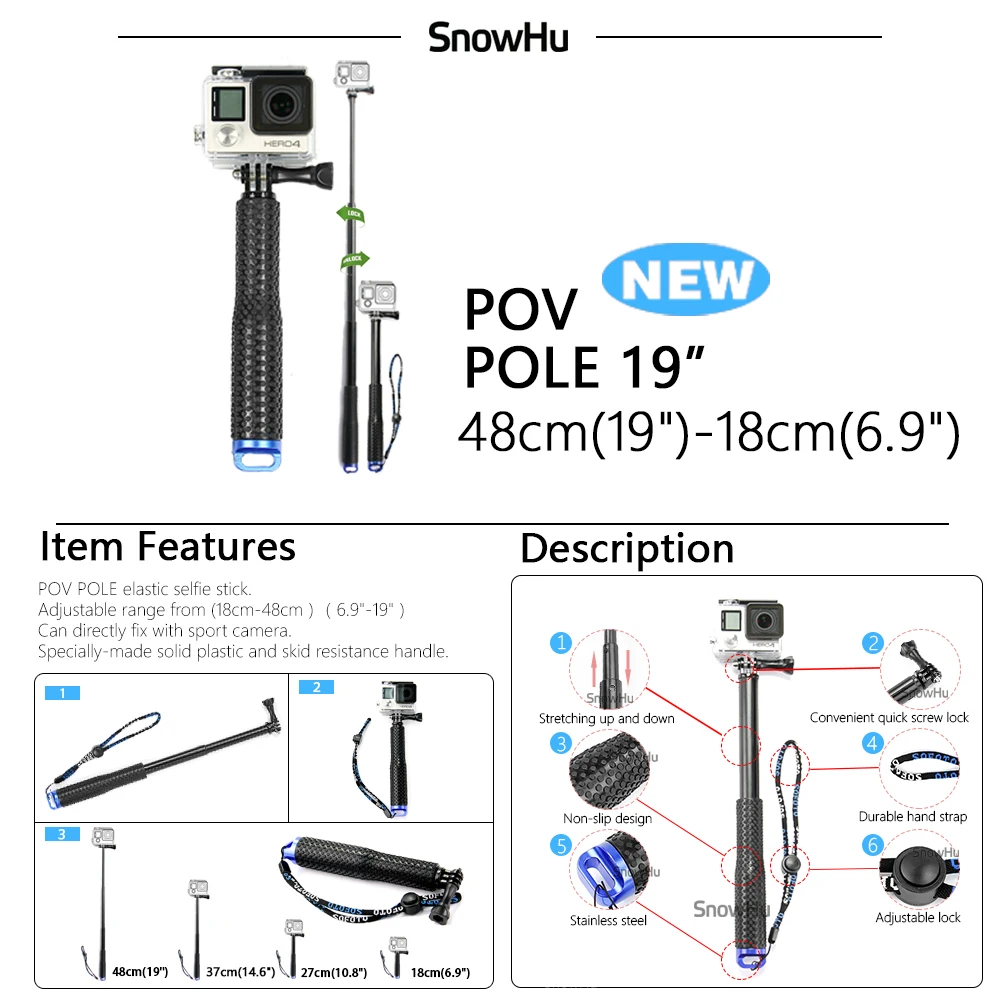 Аксессуары snowhu для GoPro Набор для go pro hero 8 7 6 5 4 3 комплект крепление для SJCAM для xiaomi yi камера для xiomi штатив GS21