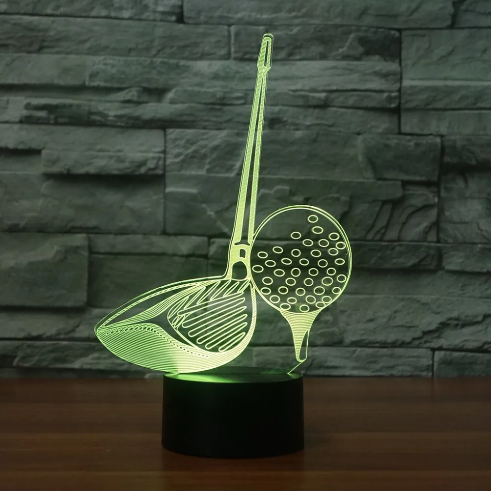3D Led освещение для сна 7 красочный гольф клубный инструмент для крошения льда моделирование ночные светильники для гольф подарки Usb офисный Декор сенсорный выключатель, настольная лампа
