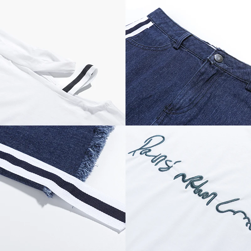 Женская футболка без бретелек с вышитыми буквами и асимметричная красная