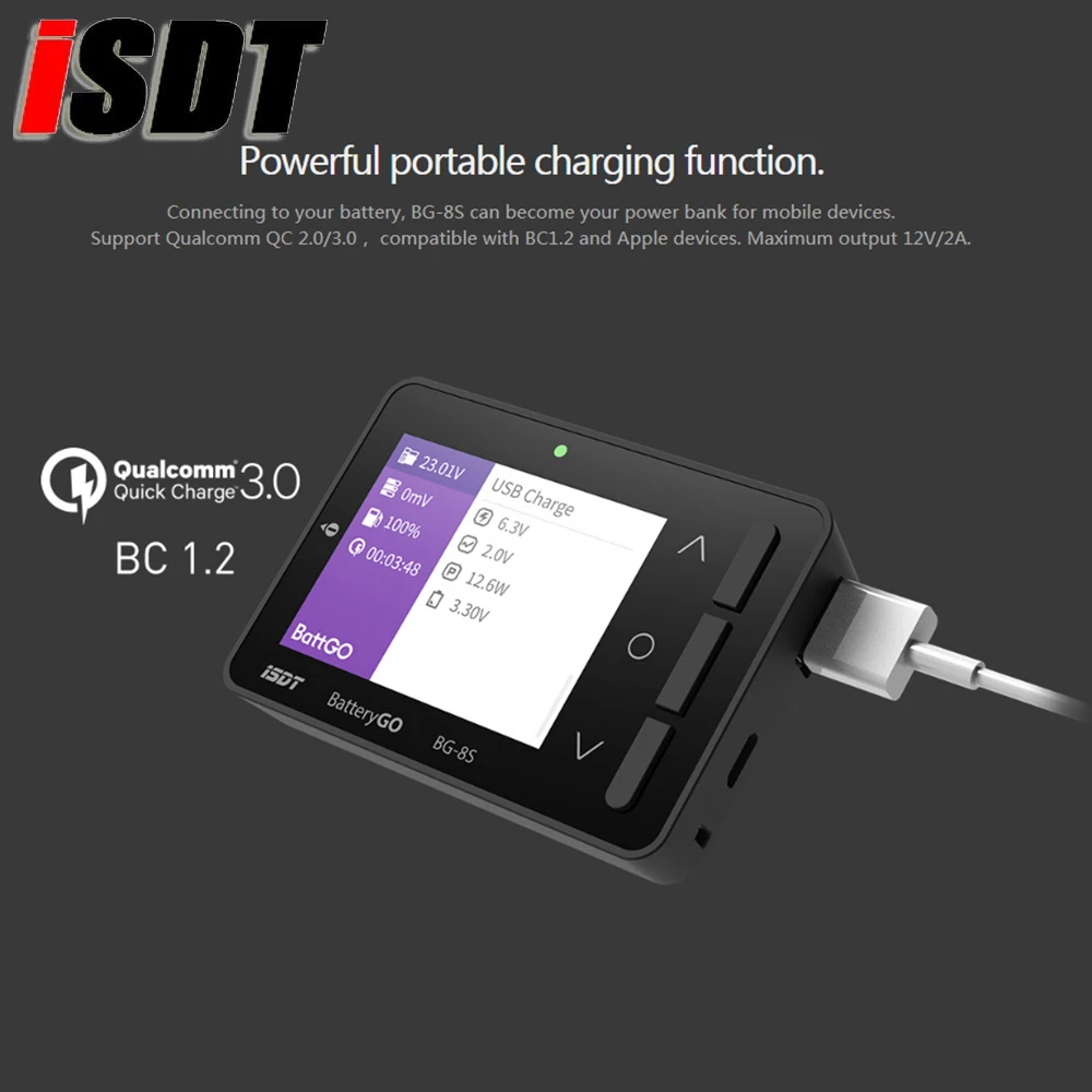 1pcs ISDT BattGo BG-8S LCD Display Smart Battery Capacity Checker Balancer Receiver Signal Tester For LiHv LiPo LiFe NiMH NiCd | Игрушки и