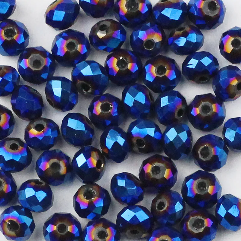Sapphire blue WLYeeS метализированный цвет 6 мм бусины Австрийские хрустальные бусины, 50 шт в наборе, плоские круглые стеклянные бусины с большим отверстием для собственноручного Для женщин изготовление браслета ожерелья - Цвет: Sapphire blue