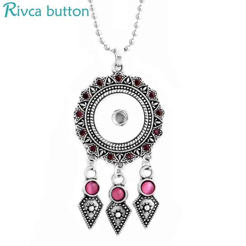 Rivca кулон с кнопкой & ожерелье для женщин ювелирные изделия Новая мода двойной