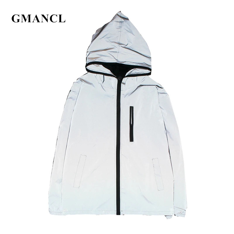 

Ветровка мужская Светоотражающая на молнии, свободная повседневная водонепроницаемая куртка в стиле хип-хоп, с капюшоном, 3XL, 4XL, 3 м