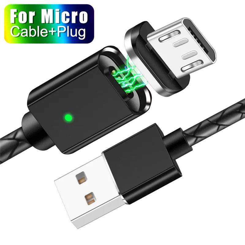 Магнитный кабель Олаф, кабель Micro USB, магнитный кабель для зарядки и передачи данных, кабели Microusb для мобильных телефонов Xiaomi Android, USB провод, шнур - Цвет: Black Micro Cable