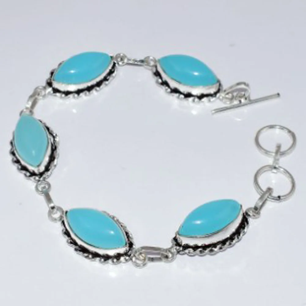 

Chalcedony Bracelet Silver Overlay Over Copper , 23.6 cm, B3656