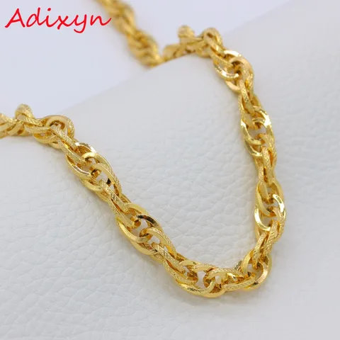 Adixyn Длина 60 см 9 мм эфиопская цепь ожерелья для женщин Золотая веревочная цепь для мужчин африканская цепь ювелирные изделия N4003