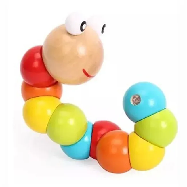Juguetes de madera para beb&eacute;s, nueva variedad de insectos giratorios, juguetes educativos, oruga alegre, JK870045, 2020-4