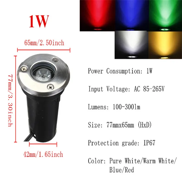 Лучшая цена 1 Вт Светодиодный ная наружная наземная садовая квадратная