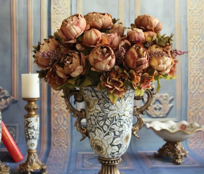 Новинка 2017 европейские шелковые цветы 1 шт. букет искусственные осенние яркие