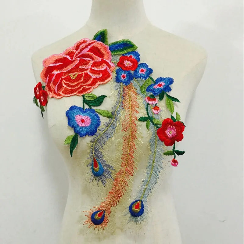 FFLACELL вышивка патч Павлин пион ткань аппликация кружева швейная украшения