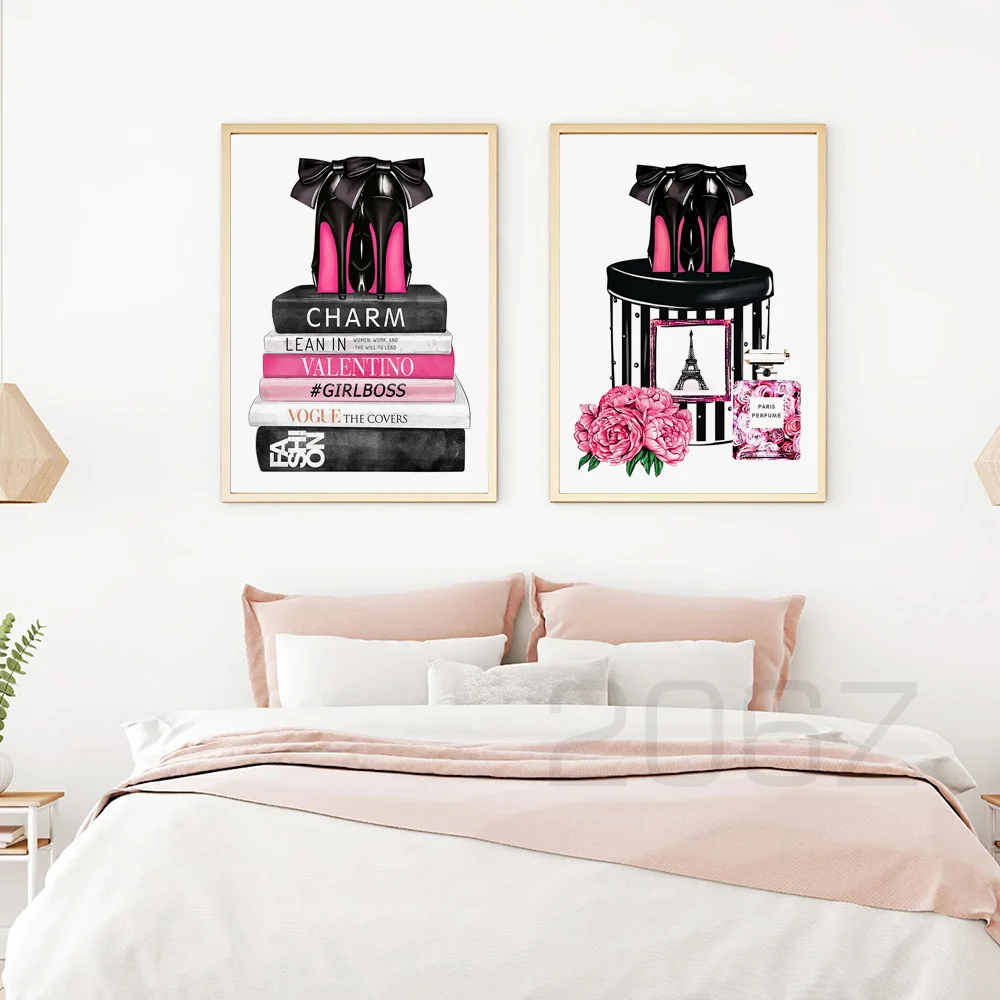 Парфюмерная книга на высоком каблуке золотые ананасы плакаты скандинавскую тему