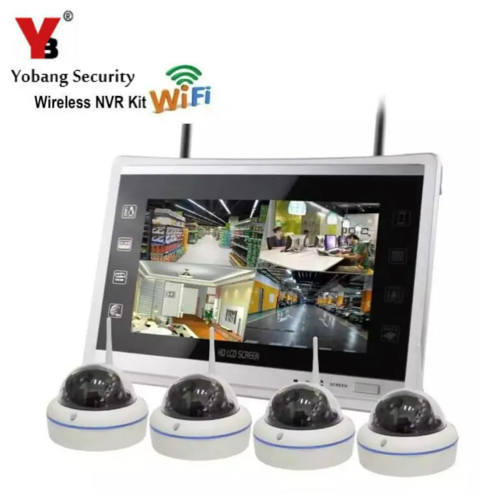 Yobangsecurity 11 дюймов Мониторы 4ch Беспроводной NVR 960 P Открытый ИК Ночное видение видео