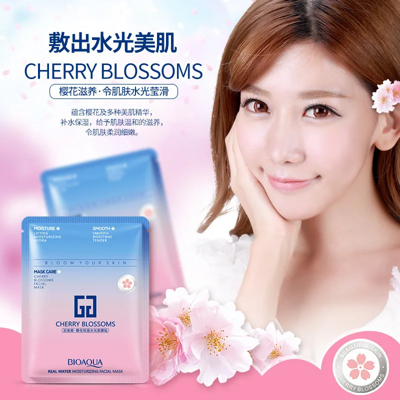Bioaqua воды иглы маска для лица Cherry Blossom отбеливания кожи увлажняющий уменьшить
