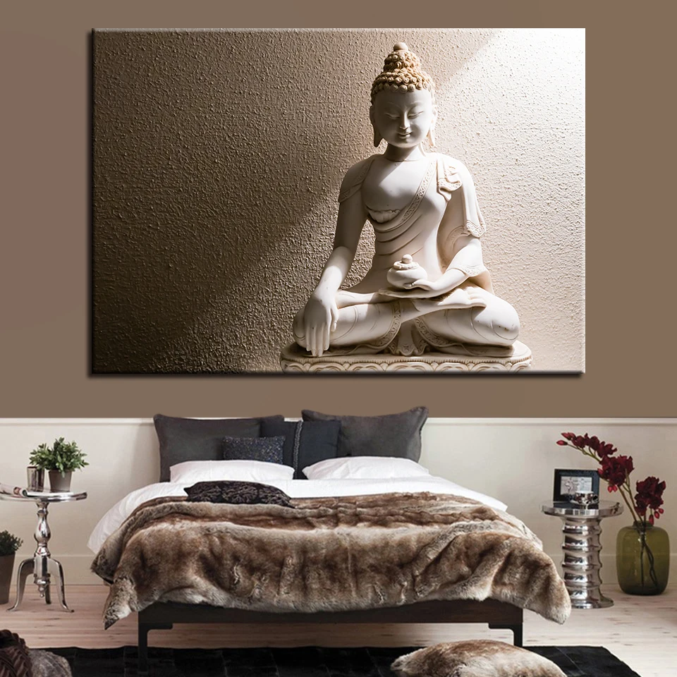 

Religious Art White Marble Buddha Modern Home Decoration Pictures For Living Room Wall Art Print And Posters