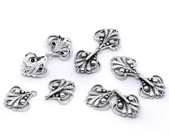 DoreenBeads старинное серебро сердце Шарм свитер застежки 25x21 мм, продается в упаковке 5 пар