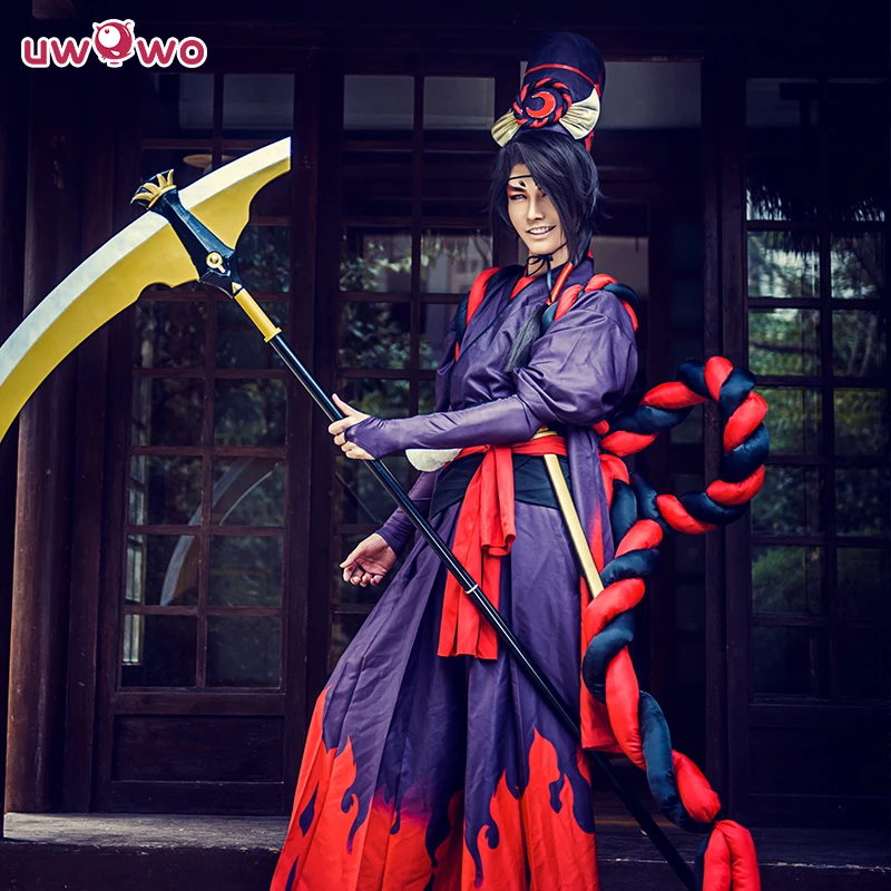 UWOWO Onmyoji косплэй Жнец Черный Meikai No Yakujin атласное кимоно Uwowo черный красный костюм |