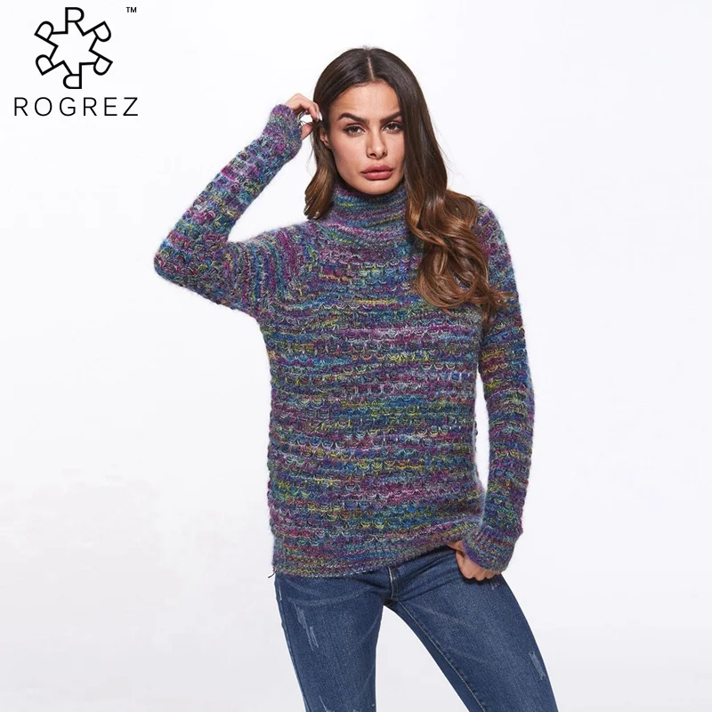 ROGREZ красный Rainbow 2018 Повседневное кашемировый свитер Для женщин sueter mujer invierno с