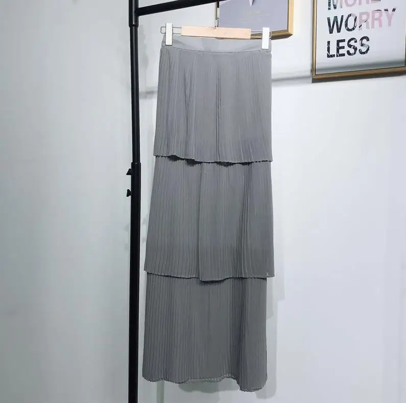 Gray skirt Абайя, Турецкая мусульманская юбка, женские мусульманские юбки, Ropa Turca Mujer Musulman, скромная одежда, вечерние длинные плиссированные тюлевые юбки - Цвет: Gray skirt