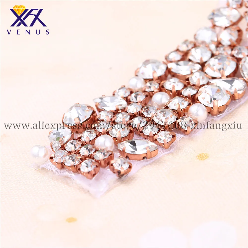 XFX Венера свадебное платье для розового золота цвета горного хрусталя аппликация