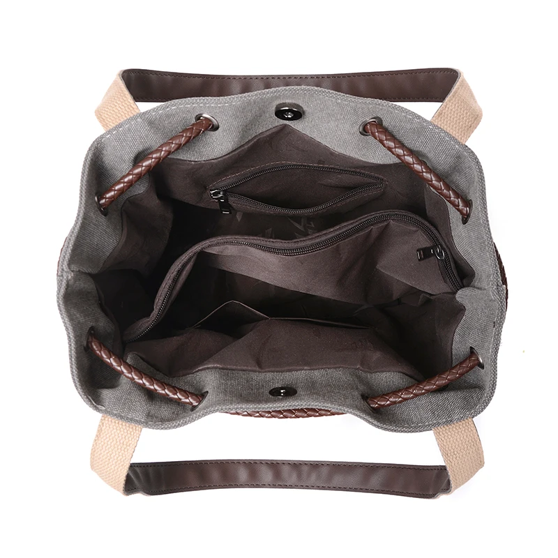 

Brand Women Floral Canvas Bucket Casual Shoulder Bag Beach Bags Women String Shopping Handbags Lace Printing Bag Female bolsas