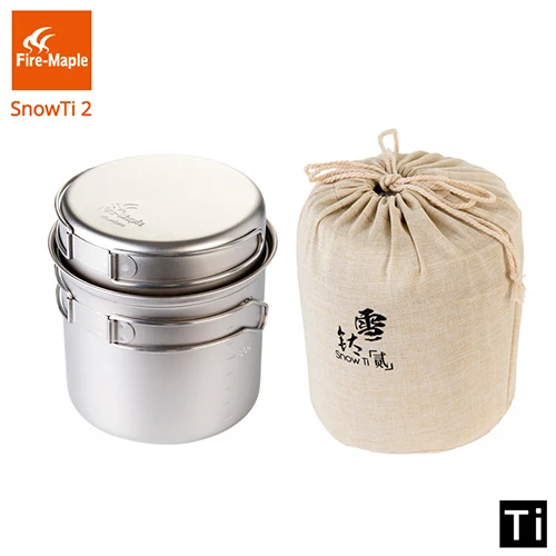 Огненный клен SnowTi 2 Титан набор для приготовления пищи на открытом воздухе Сверхлегкий складной Кемпинг кухонная посуда горшок Сковорода комплект FMC-ST2 - Цвет: Gray