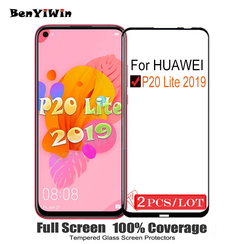 2 шт. оригинальная полная защита экрана на Защитное стекло для Huawei P20 lite 2019
