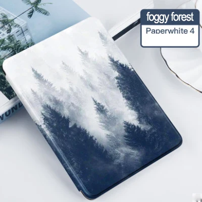 Тонкий из искусственной кожи чехол для Funda Kindle Paperwhite 4(10th Gen Release) читалка Smart Sleep/Wake Kindle чехол - Цвет: foggy forest