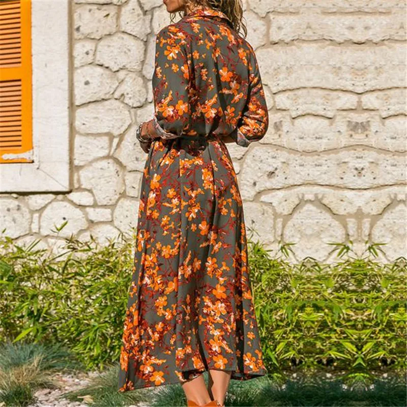 Женское платье рубашка на пуговицах повседневное длинное вечернее макси с