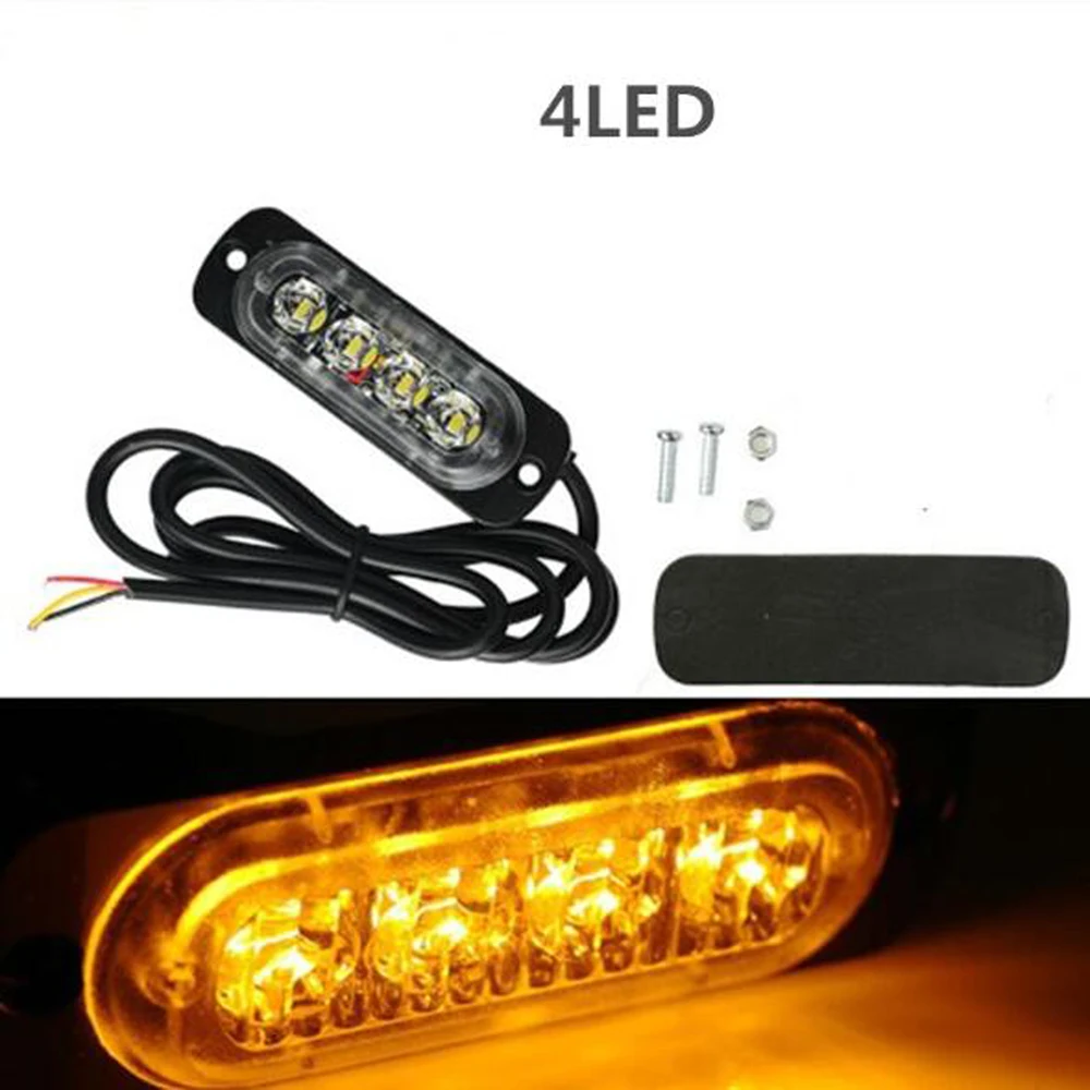 

Car side Flashing strobe light 12-24V 4LED medium network Police warning light truck strobe light White and Amber