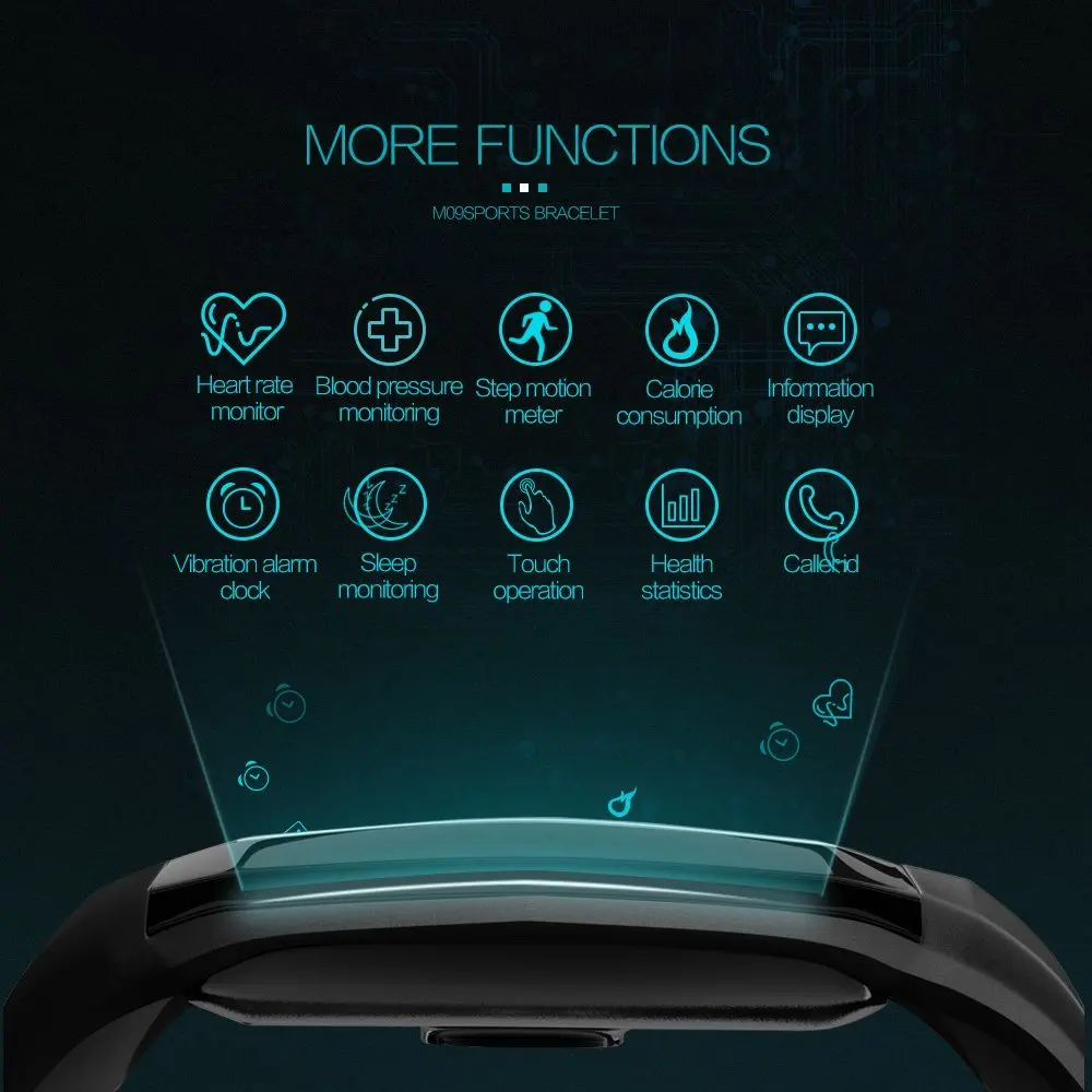 Smart Band M09 Фитнес трекер Браслет монитор сердечного ритма шаг для здоровья Android IOS