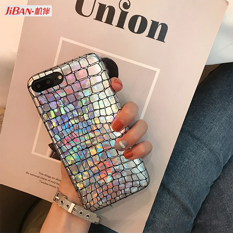 JIBAN Телефон чехол для iphone 8 плюс Чехол Лазерная сверкающая блестящая крокодиловая