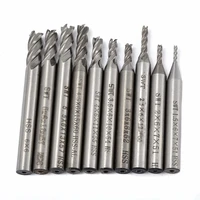 10pcsset hss 4 flute end mill straight shank router bits woodworking milling cutter tool 1 522 533 544 555 56mm