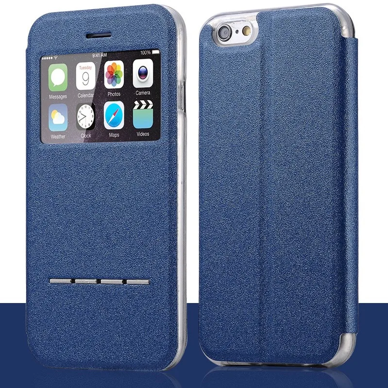 Роскошный чехол из искусственной кожи и ТПУ с окошками для iPhone 6 6S 4 7 дюйма
