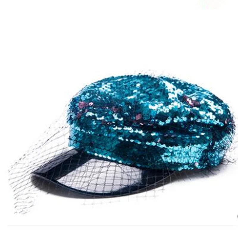 Кепка из ПУ кожи с блестками в стиле милитари | Аксессуары для одежды
