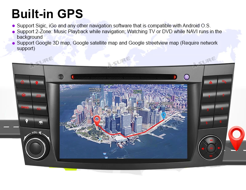 A-Sure 2 Din 7 ''Android 9,0 Авто радио gps dvd-плеер навигация для Mercedes Benz E-Class CLS класс G-Class W211 RDS 32G rom