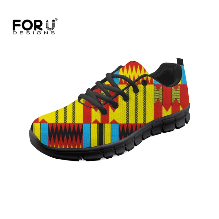 YQ1151BAQ FORUDESIGNS; женская обувь на плоской подошве; обувь с этническим принтом в африканском стиле; повседневные женские кроссовки из дышащей сетки на шнуровке в винтажном стиле; Zapatos de mujer - Цвет: YQ1151BAQ