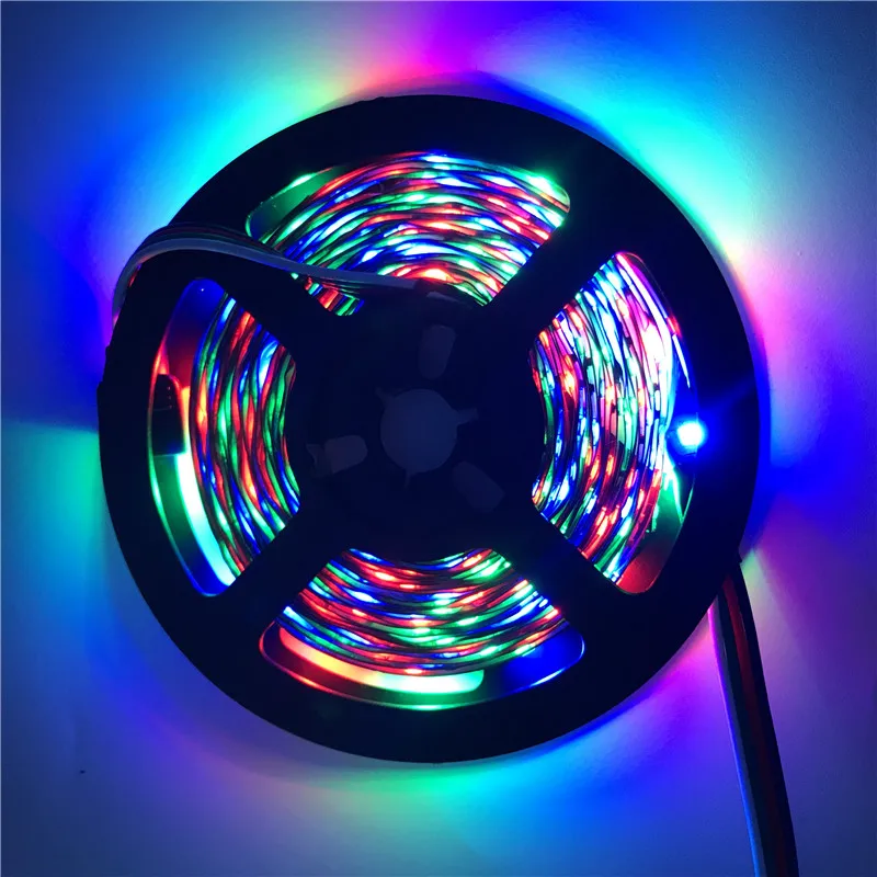 Водонепроницаемая SMD rgb Светодиодная лента светильник 2835 5 м светодиодный светильник rgb светодиодный s Лента Диодная лента гибкий музыкальный контроллер DC 12 В адаптер