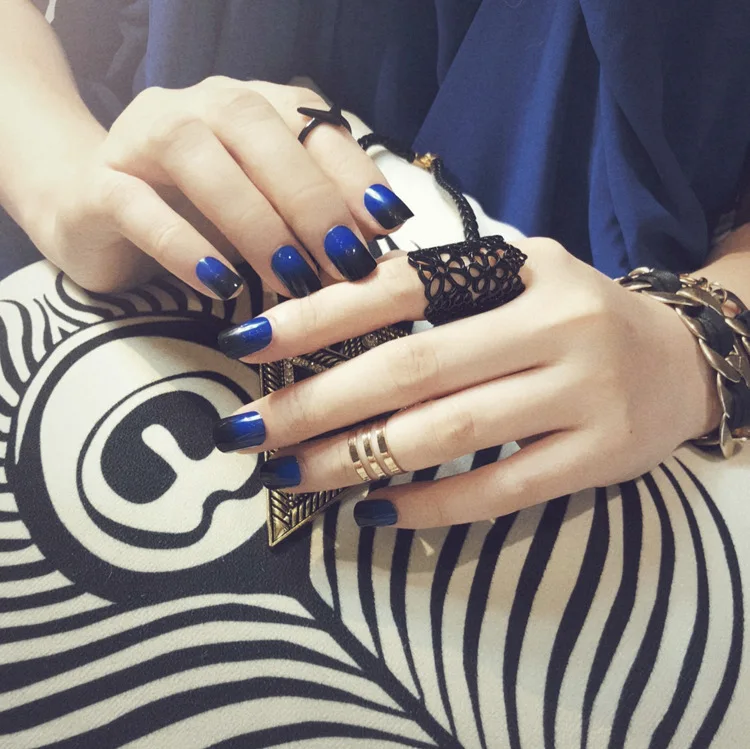 24 шт высокого качества накладные ногти устойчивые тени для глаз голубое небо