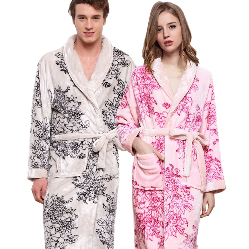 Распродажа теплый зимний банный халат для мужчин и женщин мягкий as Silk длинное