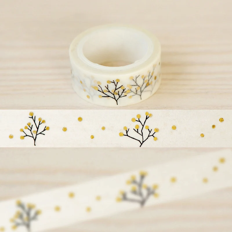 DIY милый каваи дерево клейкая лента Washi золото серебро декоративная для украшения