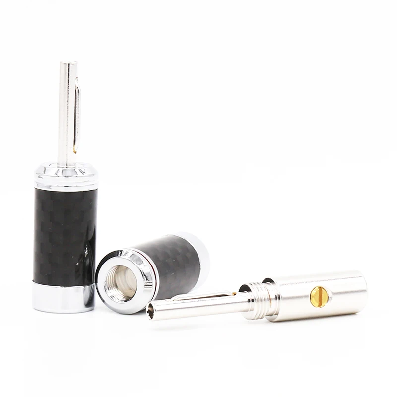 2 шт. углеродное волокно родиевое покрытие кабель динамика штекер Hi-Fi аудио