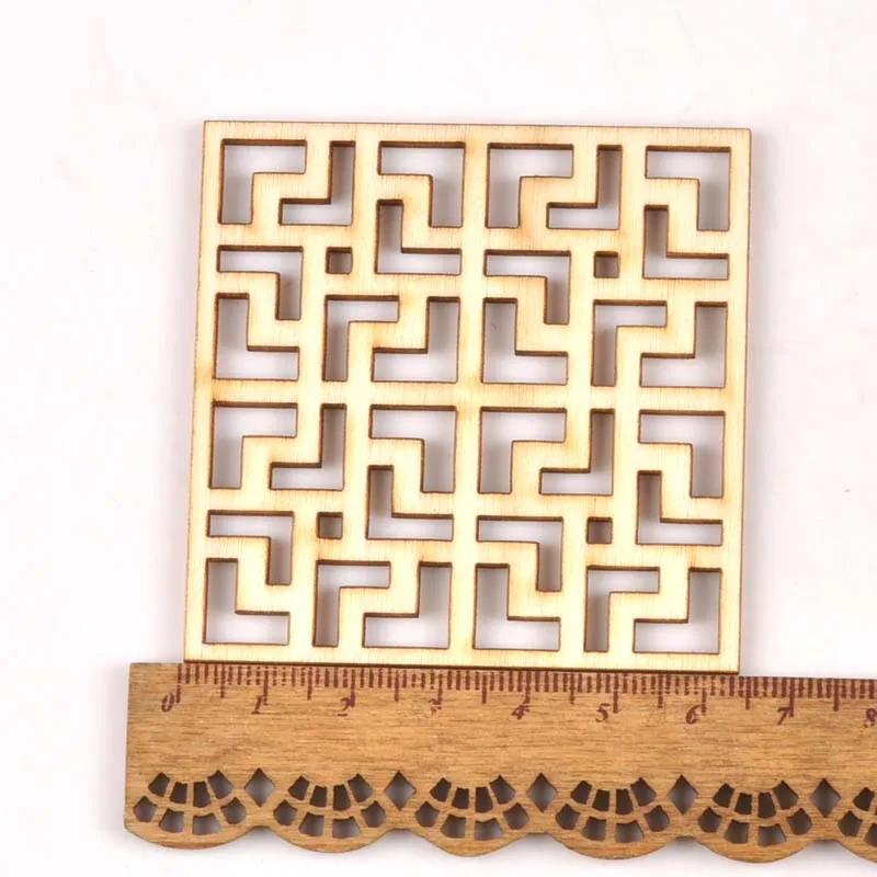 5Pcs/set Wood Handicraft hollow square DIY Wooden Crafts Scrapbookings Accessories Embellishment decorations 70mm MT1933 | Дом и сад