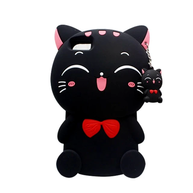 lucky cat black Силиконовый чехол для huawei P8 Lite, чехол для huawei P8 Lite ALE-L21, милый мультяшный чехол, чехол для huawei P8 Lite - Цвет: lucky cat black