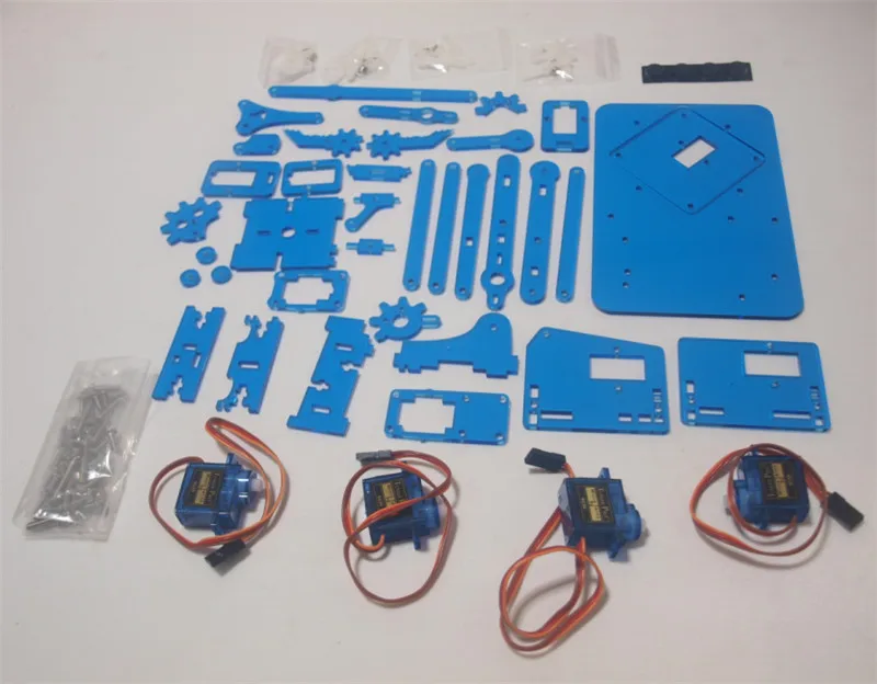 DIY meArm Mini Industrial Robotic Arm Deluxe Kit лазерная резка синий цвет акриловая пластина рамка + 9 g