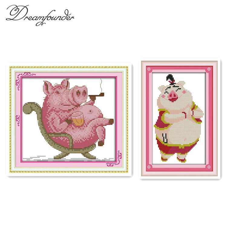 

Набор для вышивки крестиком Cozy pig dad aida 14ct 11ct, холсты стежков с принтом, вышивка ручной работы