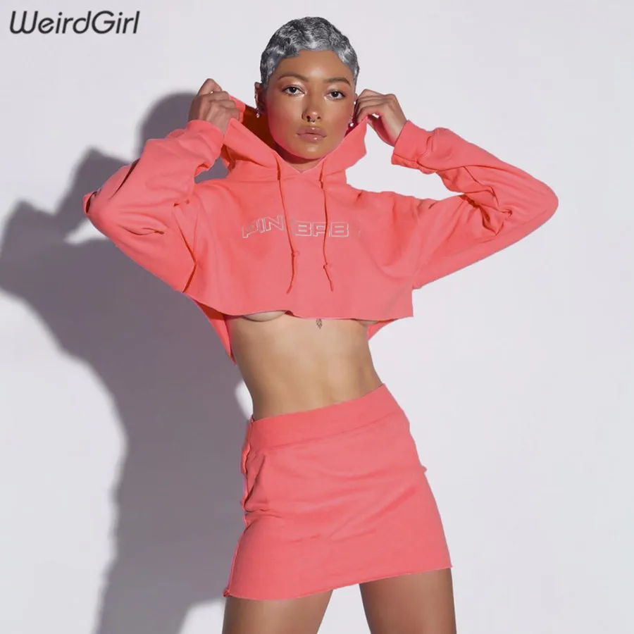 Weirdgirl женские хлопковые Светоотражающие толстовки с буквенным принтом Модные свободные женские толстовки с капюшоном Длинные рукава розовые новые